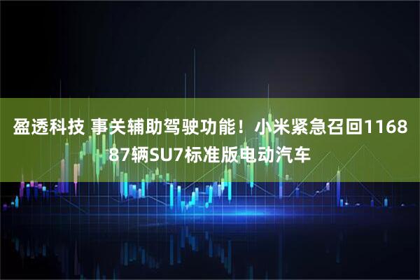 盈透科技 事关辅助驾驶功能！小米紧急召回116887辆SU7标准版电动汽车